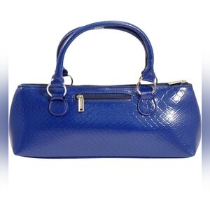 Insulated Wine Tote Blue Textured Faux Leather Bottle Carrier w/ Corkscrew Gift